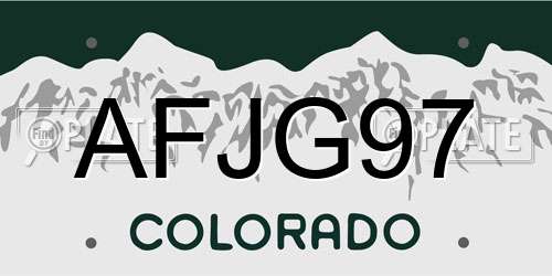 AFJG97 Colorado License Plate