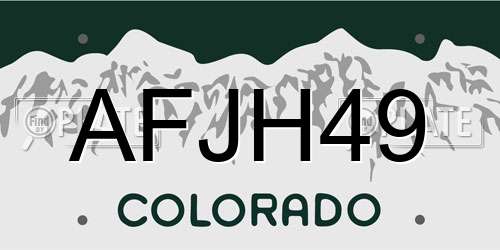 AFJH49 Colorado License Plate