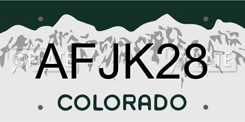 AFJK28 Colorado License Plate