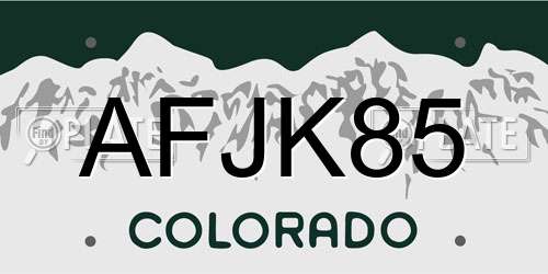 AFJK85 Colorado License Plate