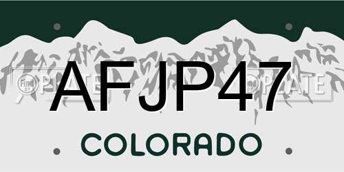 AFJP47 Colorado License Plate