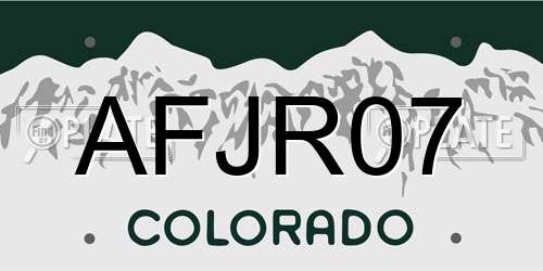 AFJR07 Colorado License Plate
