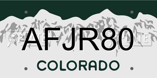 AFJR80 Colorado License Plate