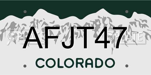 AFJT47 Colorado License Plate