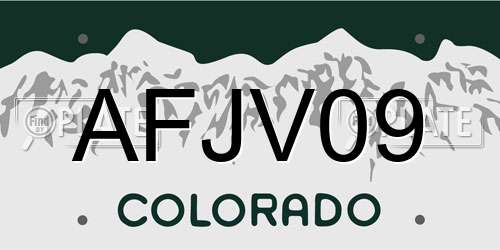 AFJV09 Colorado License Plate