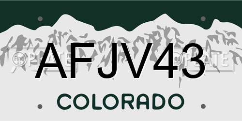 AFJV43 Colorado License Plate