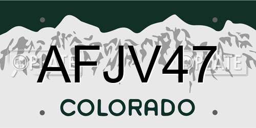 AFJV47 Colorado License Plate