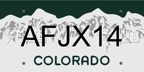AFJX14 Colorado License Plate