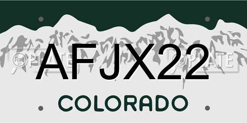 AFJX22 Colorado License Plate