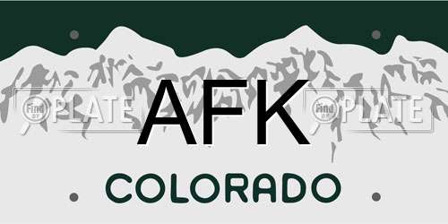 AFK Colorado License Plate