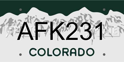 AFK231 Colorado License Plate
