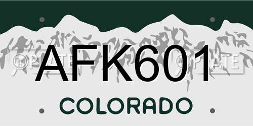 AFK601 Colorado License Plate