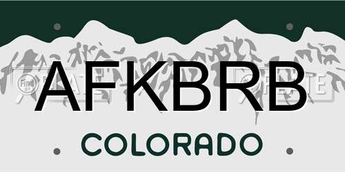 AFKBRB Colorado License Plate
