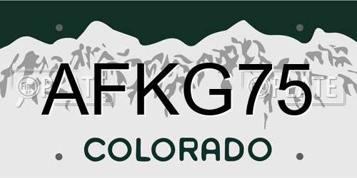AFKG75 Colorado License Plate