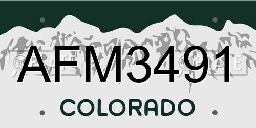 AFM3491 Colorado License Plate