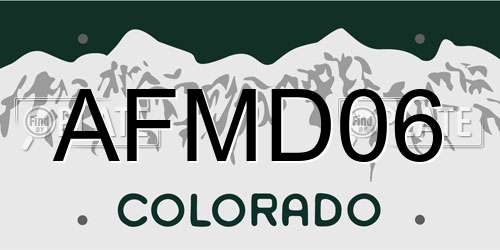 AFMD06 Colorado License Plate