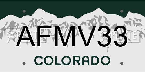 AFMV33 Colorado License Plate