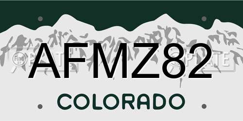 AFMZ82 Colorado License Plate