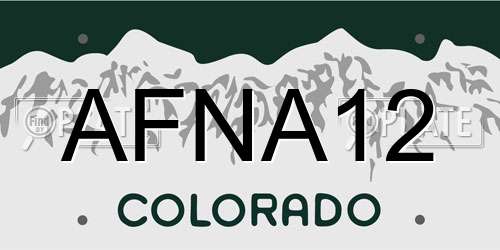 AFNA12 Colorado License Plate