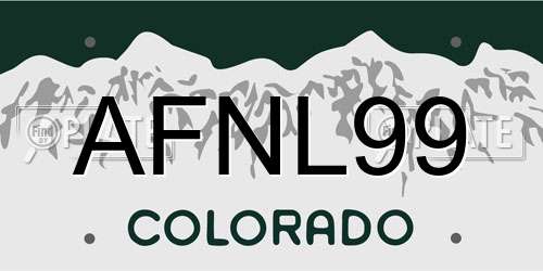 AFNL99 Colorado License Plate