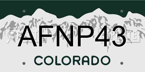 AFNP43 Colorado License Plate