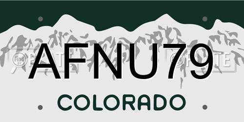 AFNU79 Colorado License Plate