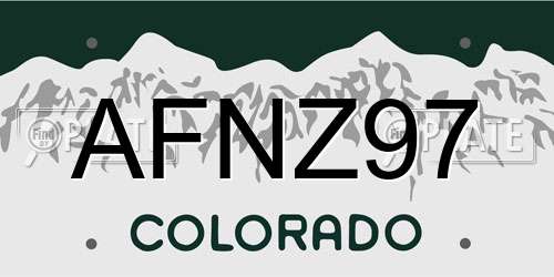 AFNZ97 Colorado License Plate