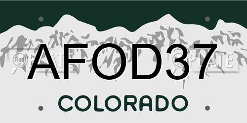 AFOD37 Colorado License Plate