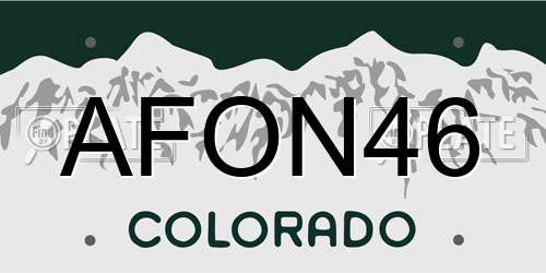 AFON46 Colorado License Plate