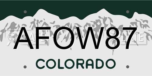 AFOW87 Colorado License Plate