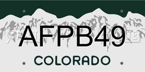 AFPB49 Colorado License Plate