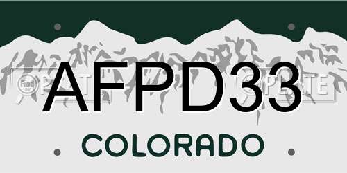 AFPD33 Colorado License Plate