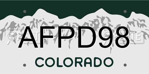 AFPD98 Colorado License Plate