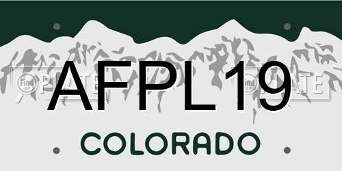 AFPL19 Colorado License Plate