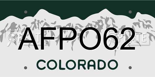 AFPO62 Colorado License Plate