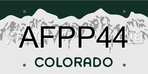 AFPP44 Colorado License Plate