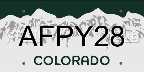 AFPY28 Colorado License Plate