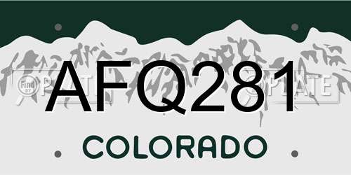 AFQ281 Colorado License Plate