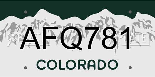 AFQ781 Colorado License Plate