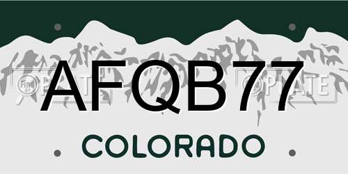 AFQB77 Colorado License Plate