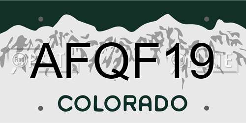 AFQF19 Colorado License Plate