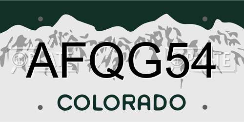 AFQG54 Colorado License Plate