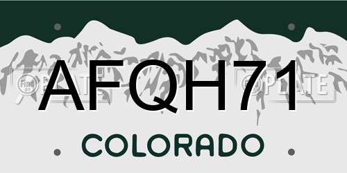 AFQH71 Colorado License Plate