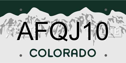 AFQJ10 Colorado License Plate