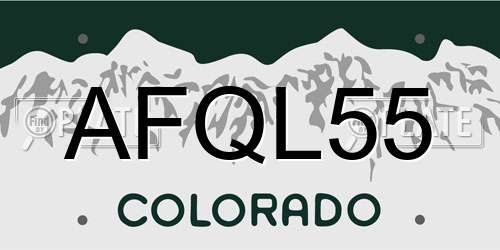 AFQL55 Colorado License Plate