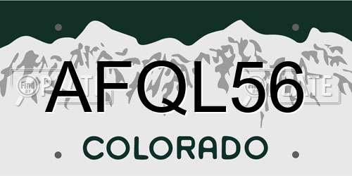 AFQL56 Colorado License Plate