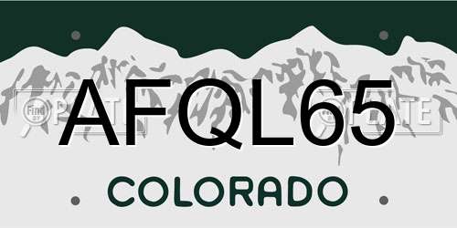 AFQL65 Colorado License Plate