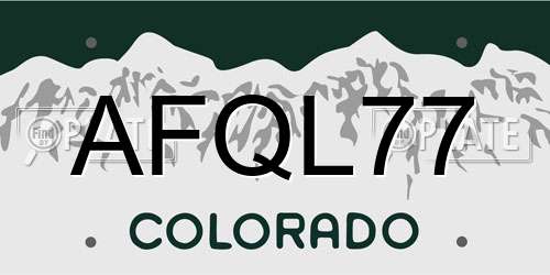 AFQL77 Colorado License Plate