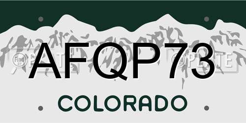 AFQP73 Colorado License Plate