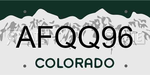 AFQQ96 Colorado License Plate